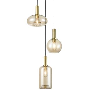 Suspension 3 lampes design Lo Select Lario Laiton Métal - Verre LARIO P3A