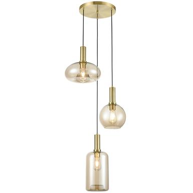 Suspension 3 lampes design Lo Select Lario Laiton Métal - Verre LARIO P3A