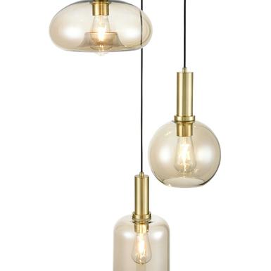 Suspension 3 lampes design Lo Select Lario Laiton Métal - Verre LARIO P3A